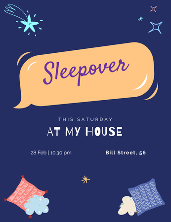 Designvorlage Cozy Sleepover Party at Home für Invitation 13.9x10.7cm