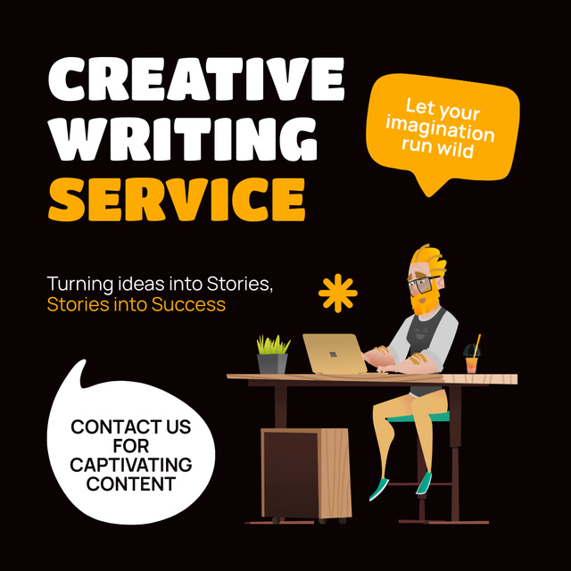 Service of Creative Writing Ad Animated Postデザインテンプレート