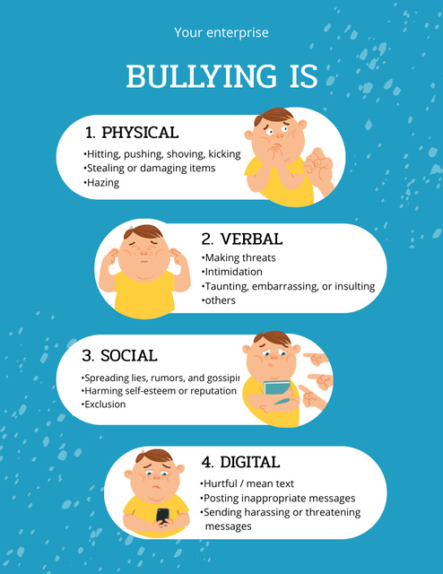 Types of Kids' Bullying Poster 8.5x11in Modelo de Design