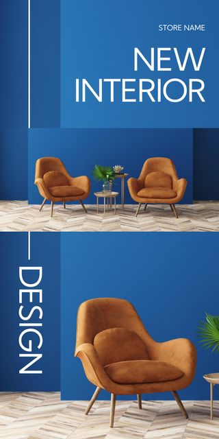 Ad of New Interior Designs with Modern Armchair Graphic Design Template