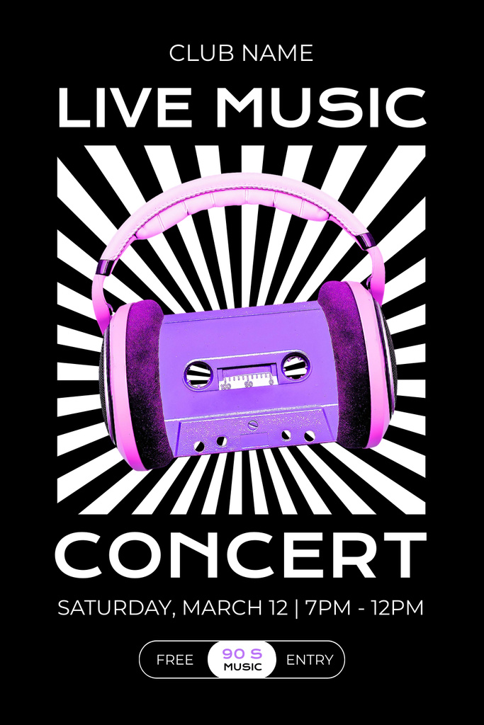 Designvorlage Awesome Live Music Concert Announce In Club für Pinterest