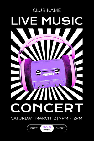 Plantilla de diseño de Impresionante concierto de música en vivo anunciado en el club Pinterest 