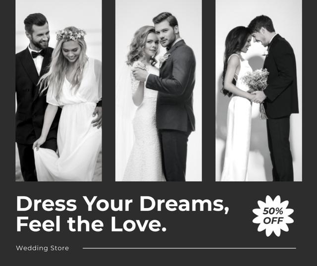 Discount on Wedding Dresses and Bridal Gowns Facebook Modelo de Design