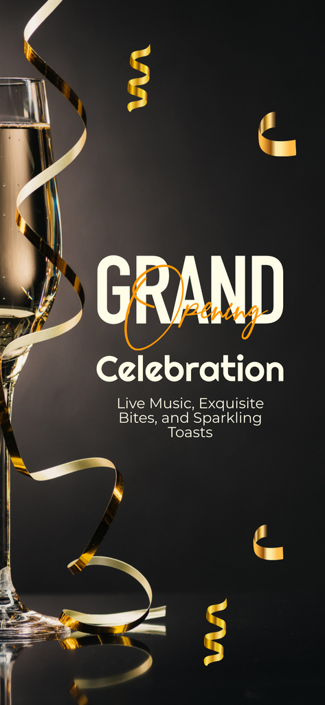 Designvorlage Grand Opening Celebration with Champagne And Confetti für Snapchat Geofilter