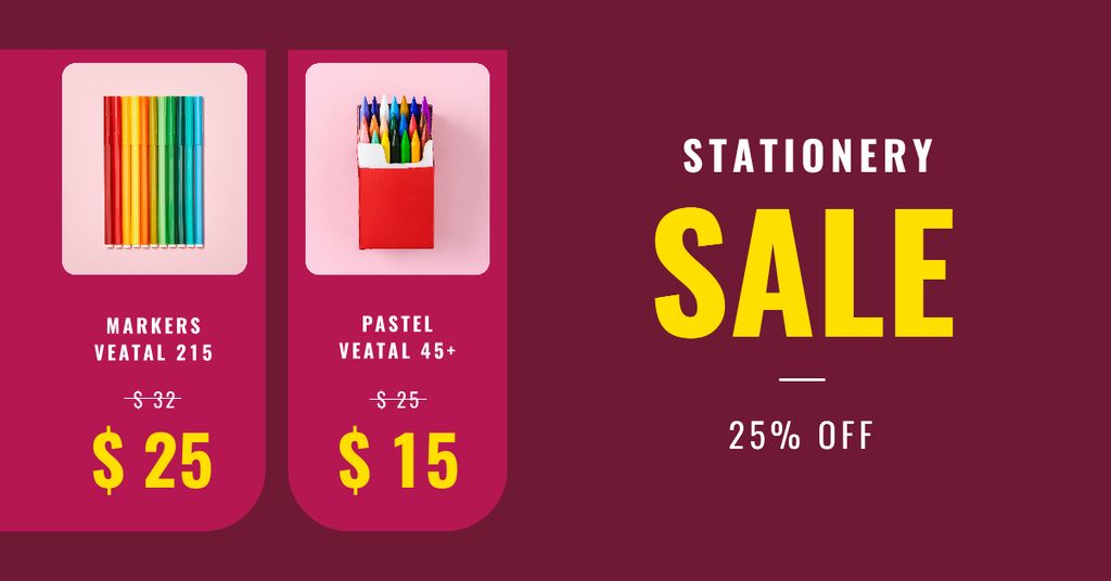 Stationery Store Sale Offer Facebook AD Design Template