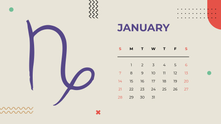 Zodiákus jel illusztrációja Calendar tervezősablon