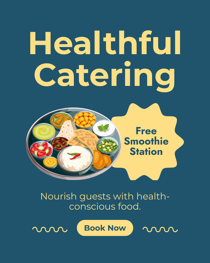 Catering Services for Healthy and Natural Food Instagram Post Verticalデザインテンプレート