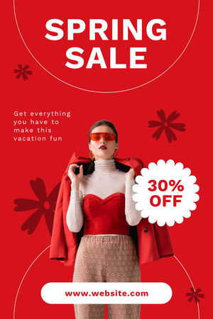 Spring Sale Announcement with Woman in Red Pinterest – шаблон для дизайну