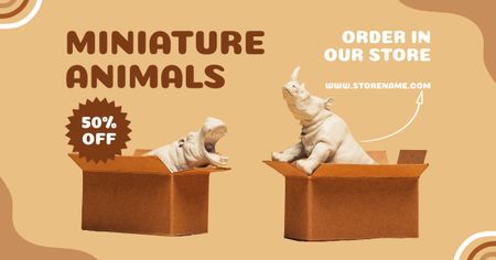 Minyatür Hayvan Oyuncaklarında İndirim Facebook AD Tasarım Şablonu
