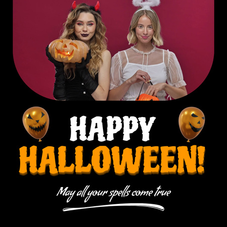 Lovely Halloween Greeting And Wishes Animated Post Design Template