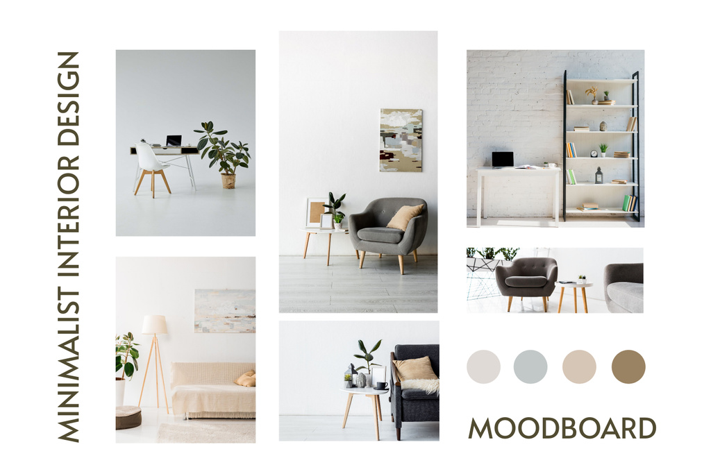 Minimalist Interior Design Light Beige Mood Board – шаблон для дизайна