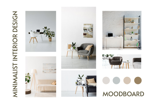 Minimalist Interior Design Light Beige Mood Board – шаблон для дизайну