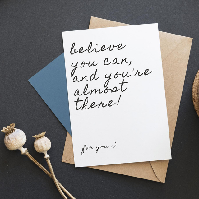 Inspirational Phrase with Envelopes and Poppy Heads Instagram – шаблон для дизайна