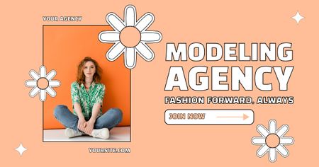 Агентство модных моделей продвигает слоган Facebook AD – шаблон для дизайна