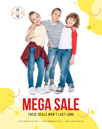 Clothes Sale with Happy Kids Poster 22x28in Design Template
