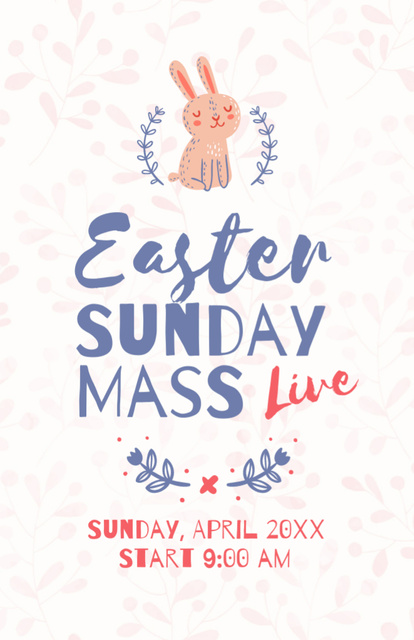 Platilla de diseño Easter Sunday Live Mass Announcement Invitation 5.5x8.5in