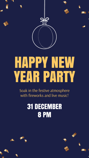Lively New Year Party Announcement In Blue Instagram Video Story Modelo de Design