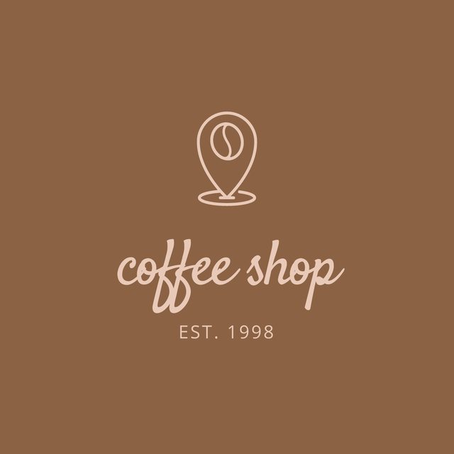 Chic Coffee Shop Promotion with Map Pointer In Brown Logo 1080x1080pxデザインテンプレート