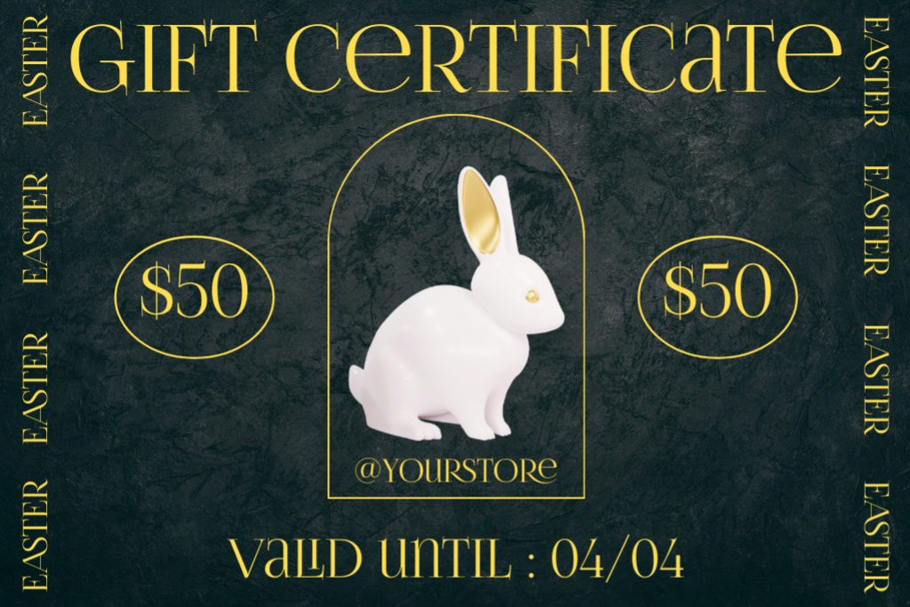 Ontwerpsjabloon van Gift Certificate van Easter Offer with Decorative Rabbit