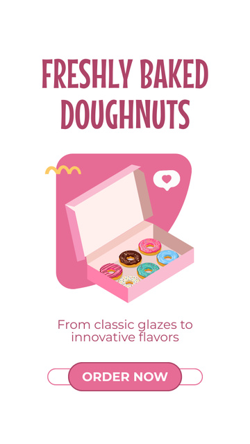 Freshly Baked Doughnuts in Gift Box Instagram Story – шаблон для дизайна
