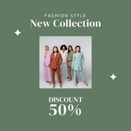 Fashion Ad with Stylish People Instagram Design Template