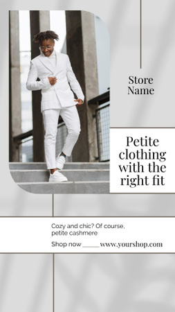 Ontwerpsjabloon van Instagram Story van Offer of Petite Clothing with Stylish Guy