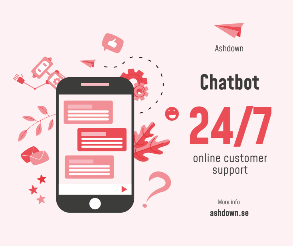 Online Customers Support Chat on Phone Screen Facebook Πρότυπο σχεδίασης