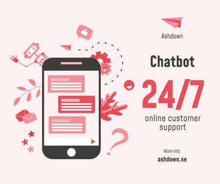 Online Customers Support Chat on Phone Screen Facebook Design Template