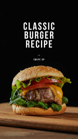 Designvorlage Fast Food recipe with Tasty Burger für Instagram Story