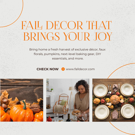 Autumn Decor Idea with Pumpkin Instagram Design Template