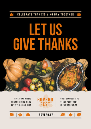 Thanksgiving Holiday Dinner with Turkey On Table Poster Šablona návrhu