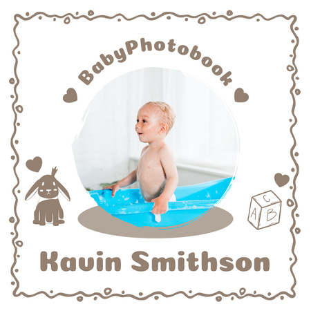 Photos of Cute Little Baby in Bathtub Photo Book Modelo de Design