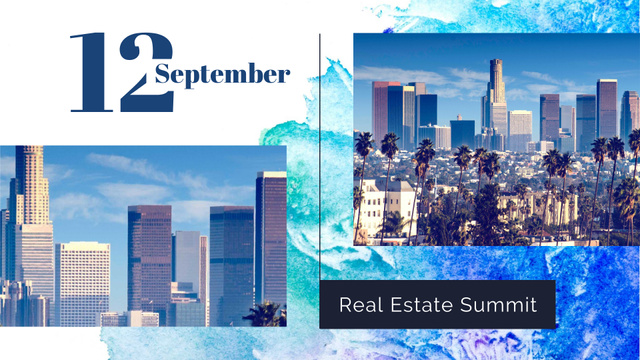 Real Estate Summit with Modern Skyscrapers FB event cover tervezősablon