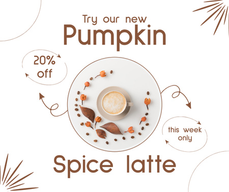 Plantilla de diseño de Nuevo Pumpkin Spice Latte con oferta de descuentos Facebook 