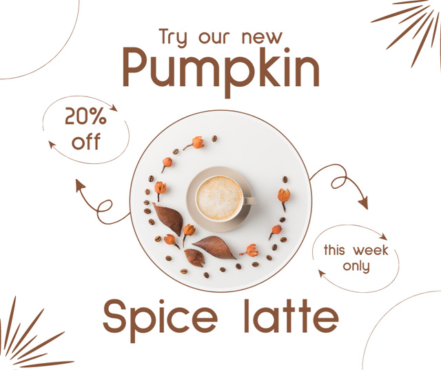 New Pumpkin Spice Latte With Discounts Offer Facebook Šablona návrhu