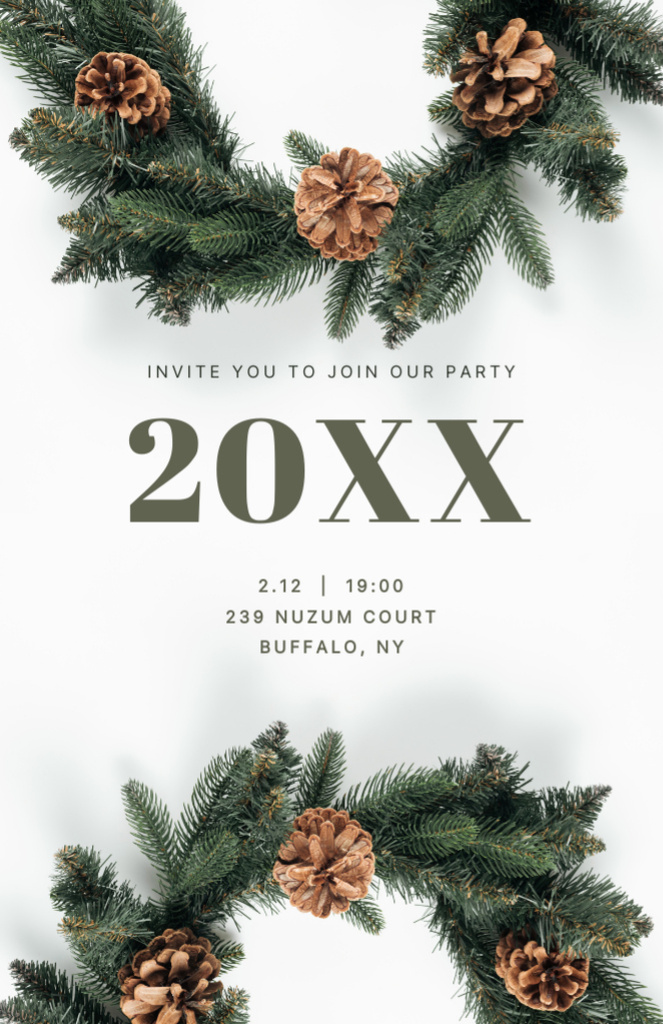 New Year Party with Wreaths Invitation 5.5x8.5in Šablona návrhu