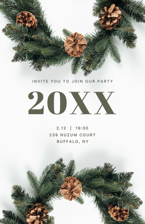 New Year Party with Wreaths Invitation 5.5x8.5in Design Template