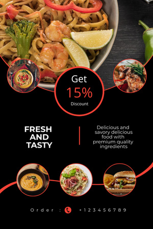Restaurant Offer Tasty Food and Seafood Flyer 4x6in Design Template