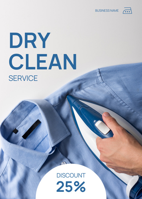 Designvorlage Dry Cleaning Services with Iron für Flayer