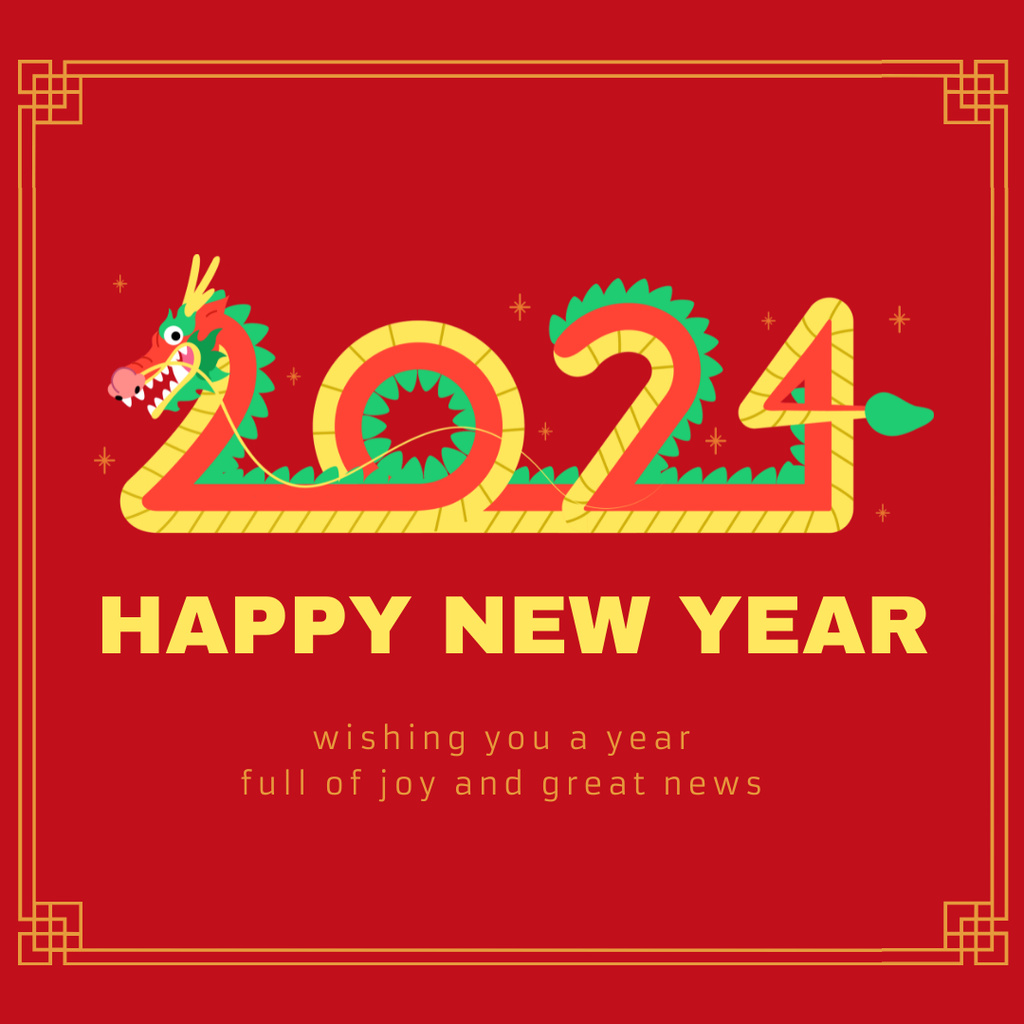 Happy Chinese New Year of the Dragon Instagram Πρότυπο σχεδίασης