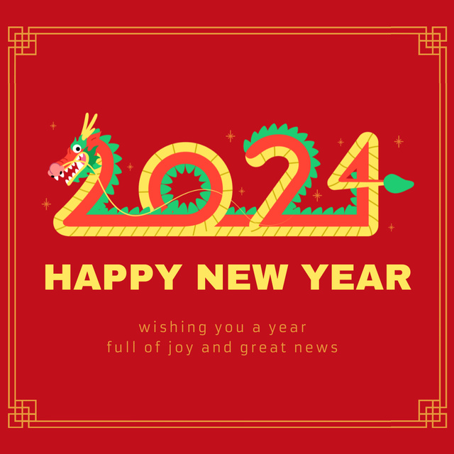 Plantilla de diseño de Happy Chinese New Year of the Dragon Instagram 