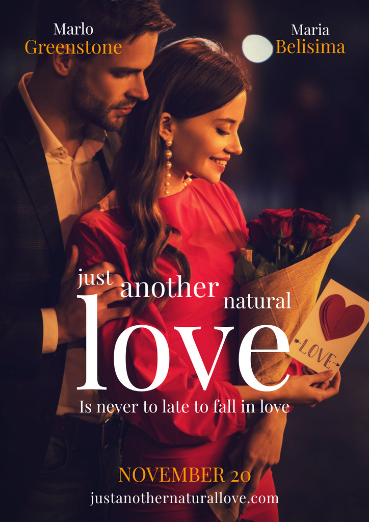 Designvorlage Movie Announcement with Romantic Couple für Poster