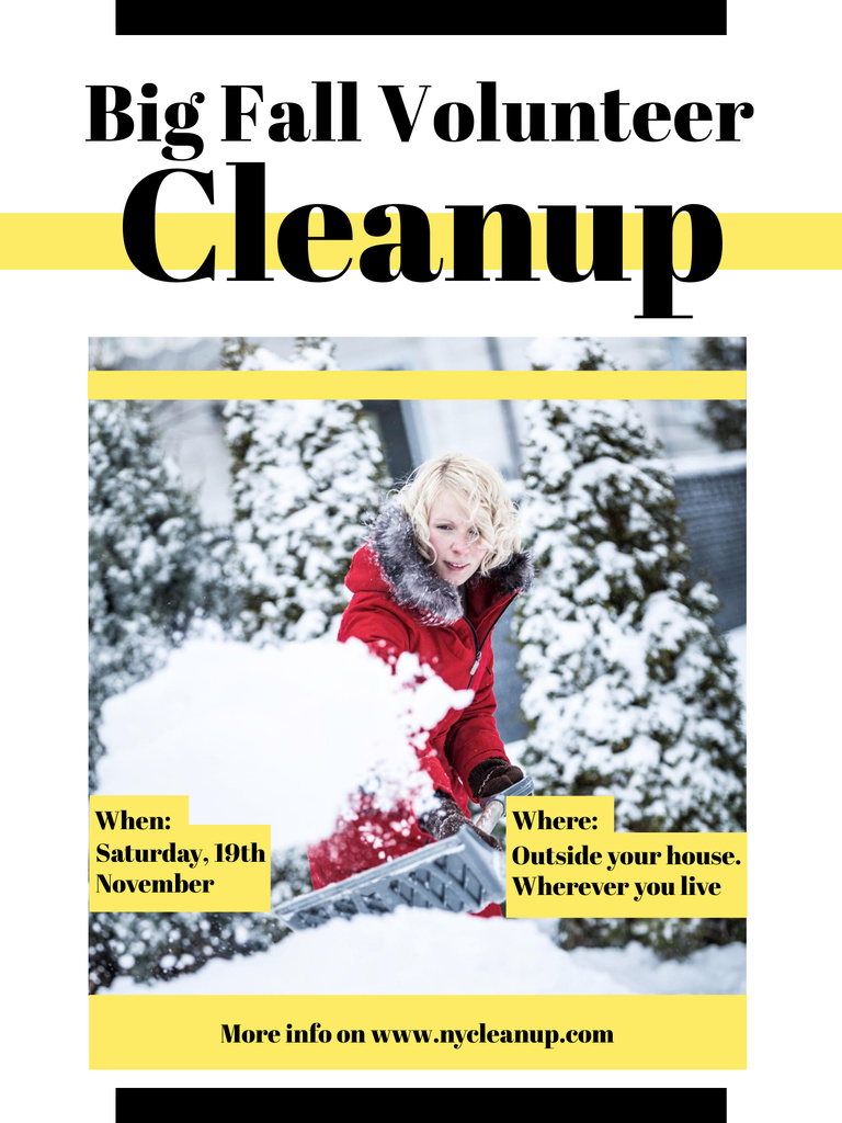 Woman at Winter Volunteer clean up Poster US – шаблон для дизайну