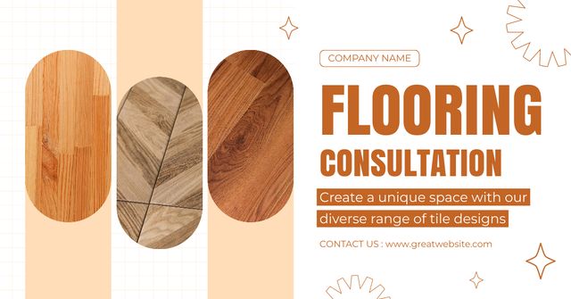 Flooring Consultation Ad with Various Floor Patterns Facebook ADデザインテンプレート