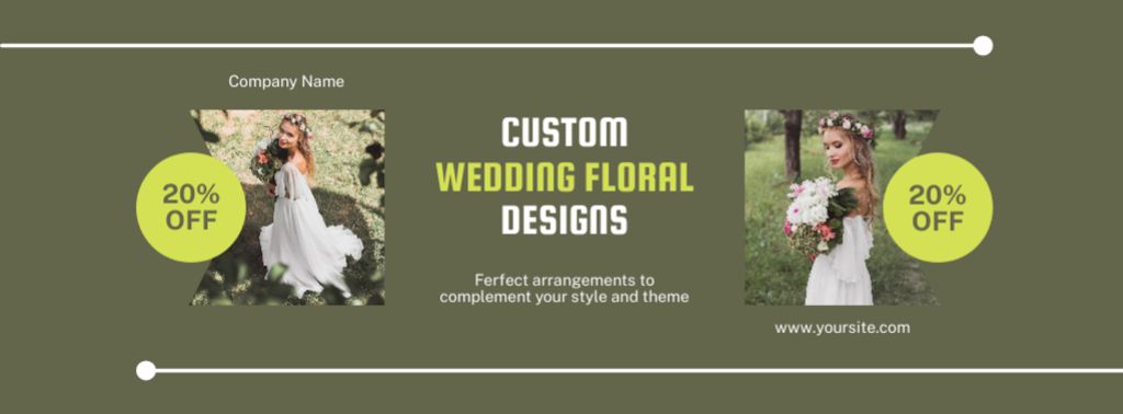 Discount on Custom Wedding Bouquet Design for Bride Facebook cover Tasarım Şablonu