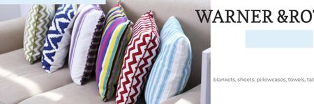 Platilla de diseño Home Textiles Ad Pillows on Sofa Twitter