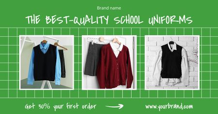 Plantilla de diseño de Oferta de uniformes escolares de la mejor calidad con descuentos Facebook AD 