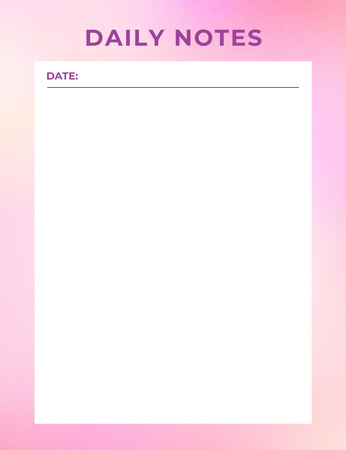 Denní plánovač v růžové barvě Notepad 107x139mm Šablona návrhu