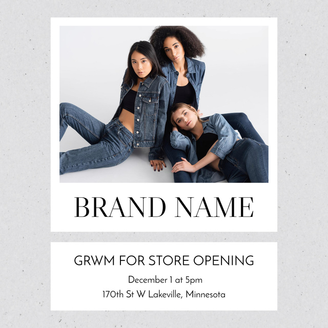 Fashion Brand Ad with Women in Denim Clothes Instagram Design Template