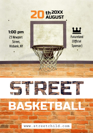 Basketball net on street court Flyer A7 Design Template